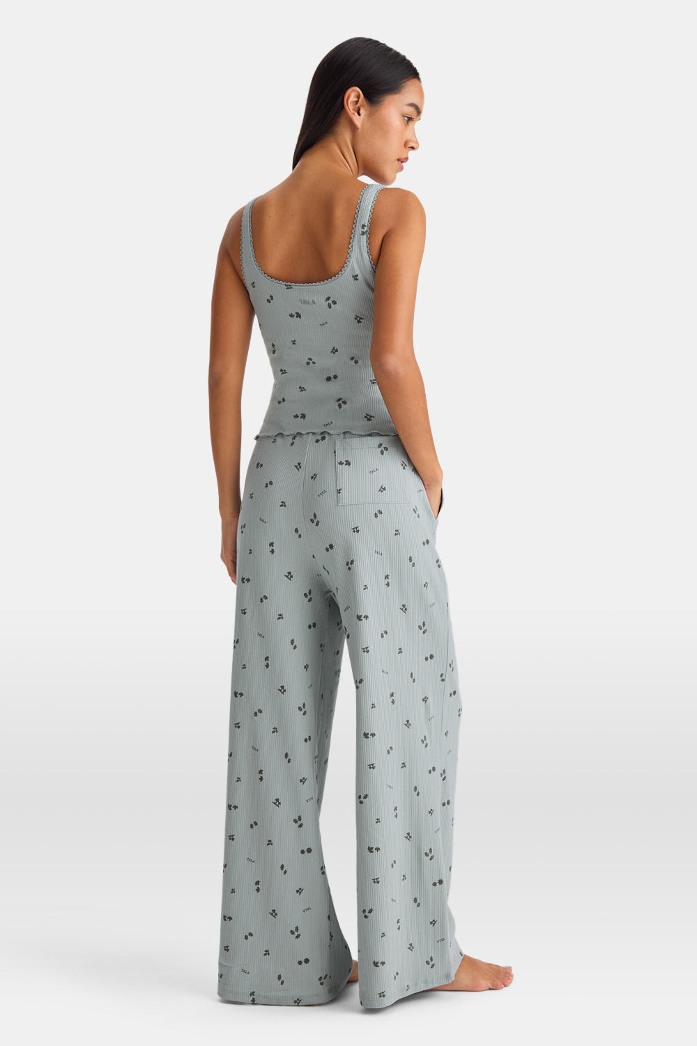 Wide Leg Pyjama Bottoms - Sage Woodland Print