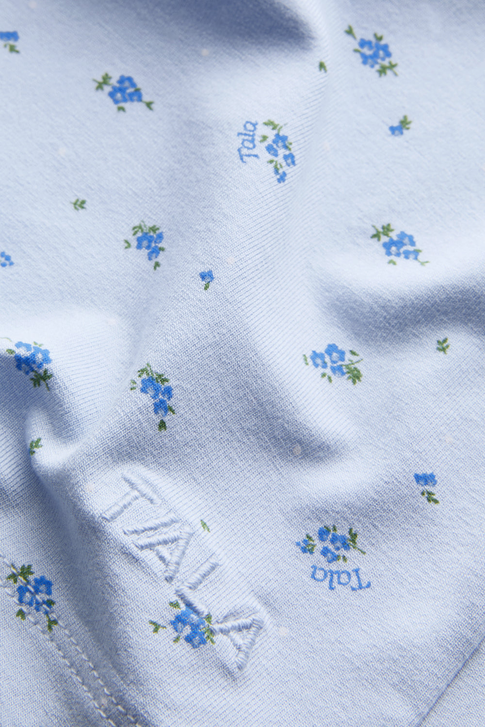 Button Pyjama Shorts - Baby Blue Floral Print