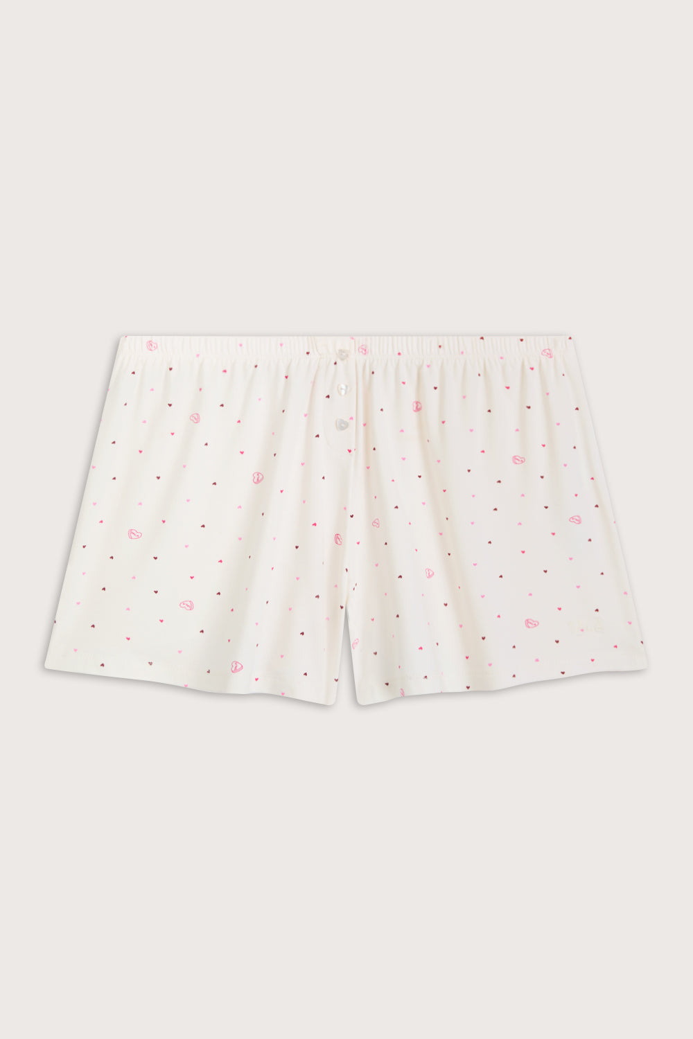 Button Pyjama Shorts - Love Heart Print