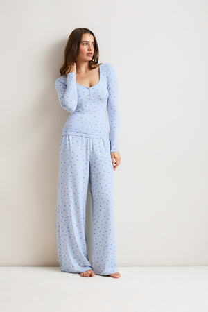 Pyjama Bottoms - Baby Blue Floral Print