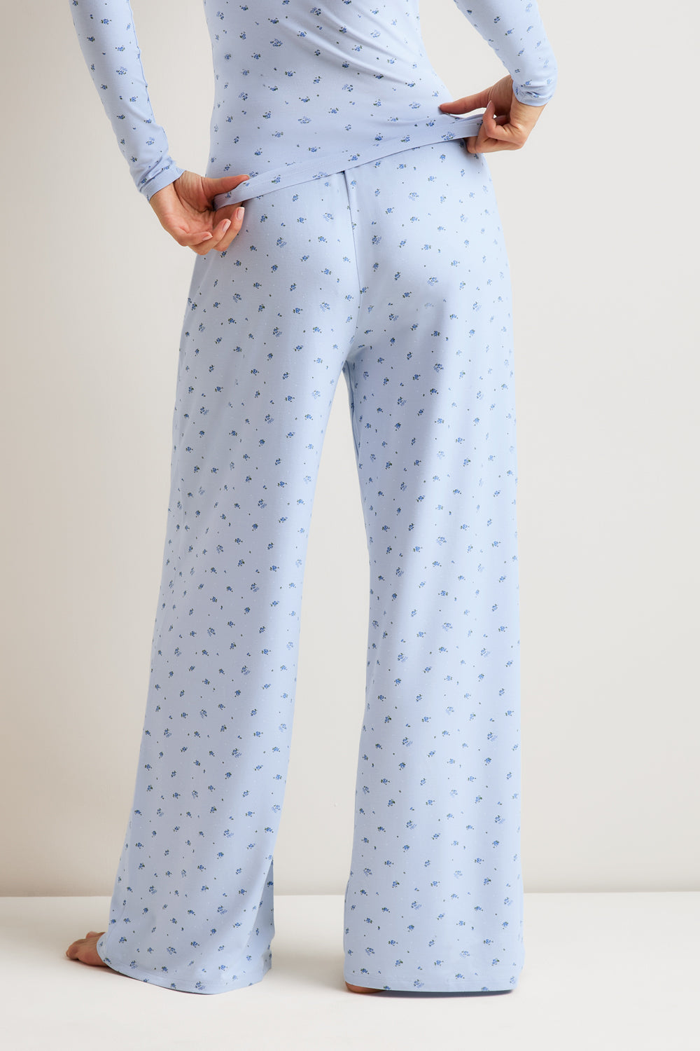 Pyjama Bottoms - Baby Blue Floral Print
