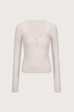 Sweetheart Long Sleeve Pyjama Top - Oat Marl