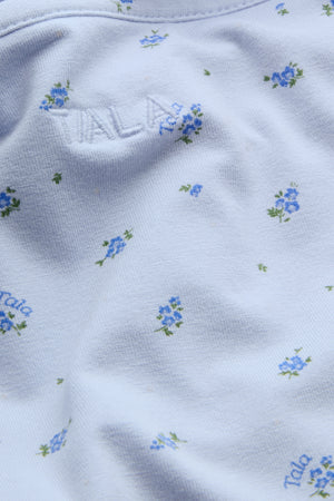 Sweetheart Henley Pyjama Vest - Baby Blue Floral Print