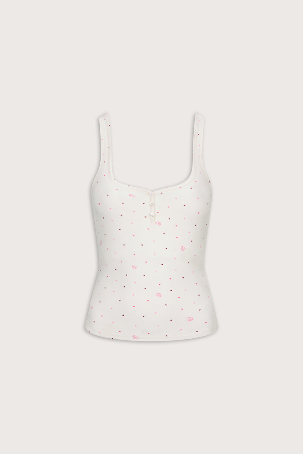Sweetheart Henley Pyjama Vest - Love Heart Print