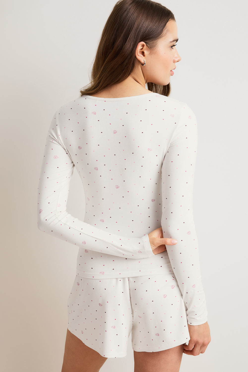 Sweetheart Long Sleeve Pyjama Top - Love Heart Print