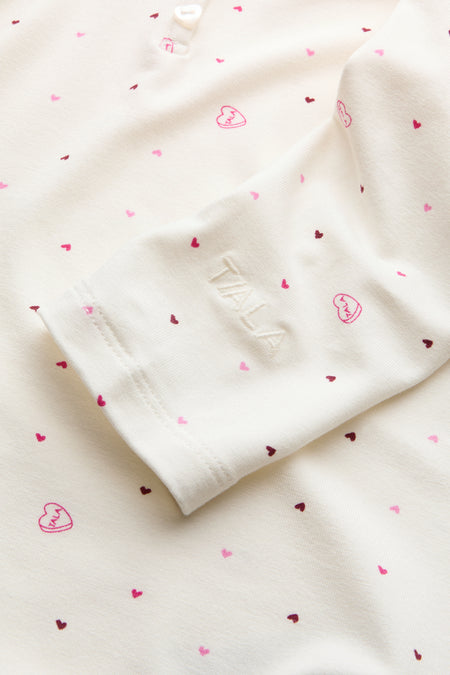Sweetheart Long Sleeve Pyjama Top - Love Heart Print
