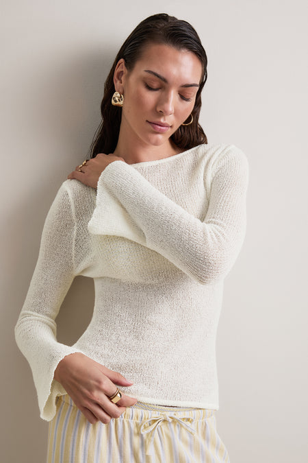 Multiway Long Sleeve Beach Knit Top - Ivory
