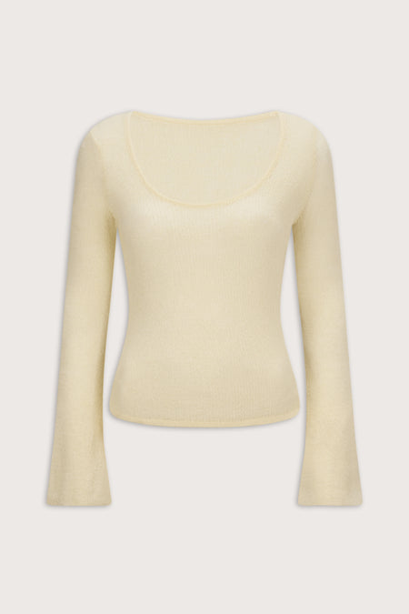 Multiway Long Sleeve Beach Knit Top - Lemon Yellow