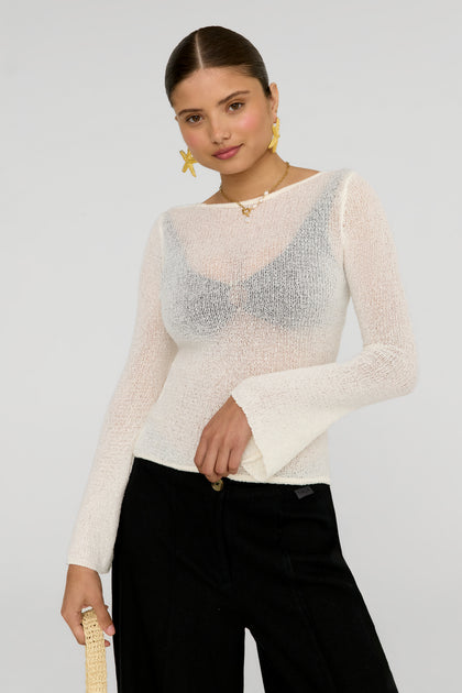 Thank You Maui Much Knit Hollow Out Relaxed Top