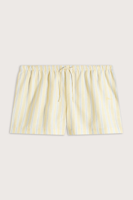 Soft Linen Short - Lemon / Blue Stripe