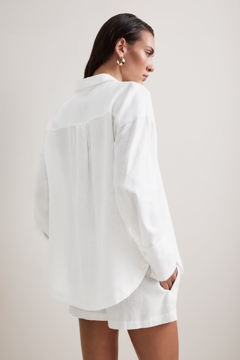 Soft Linen Long Sleeve Shirt - Ivory