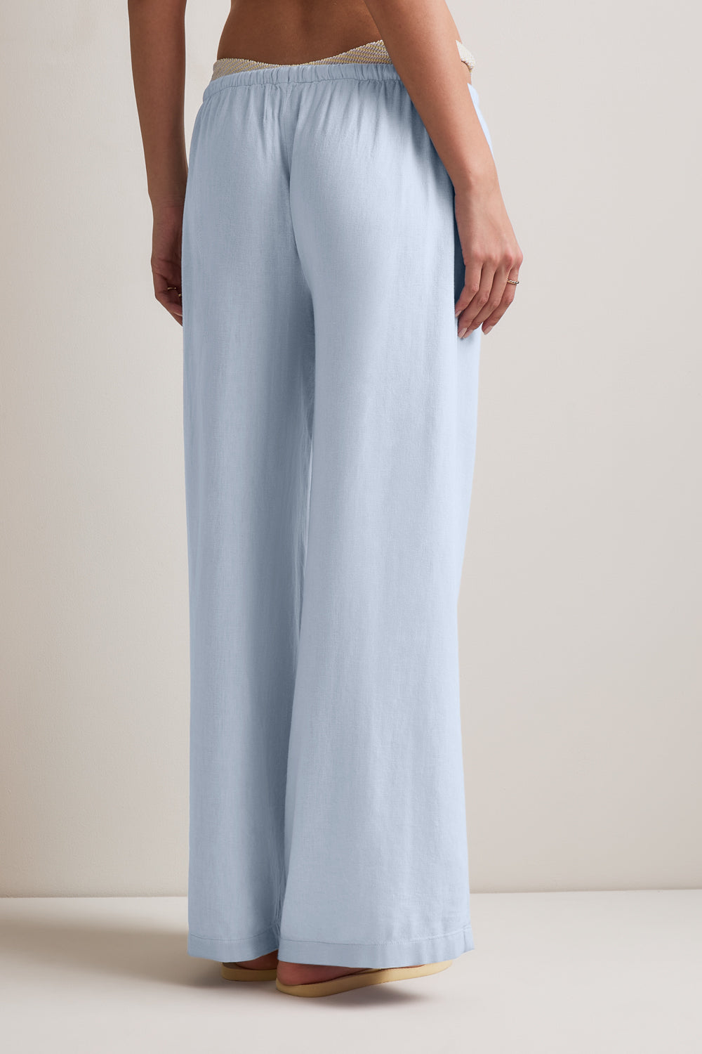 Soft Linen Drawstring Trouser - Baby Blue