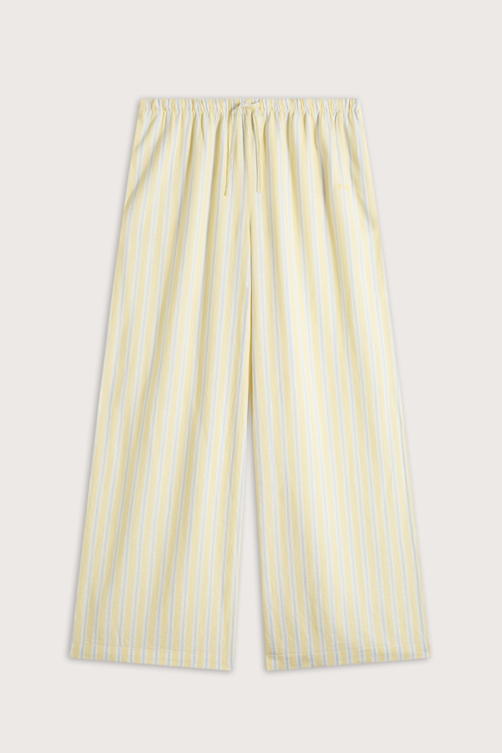 Soft Linen Drawstring Trouser - Lemon / Blue Stripe