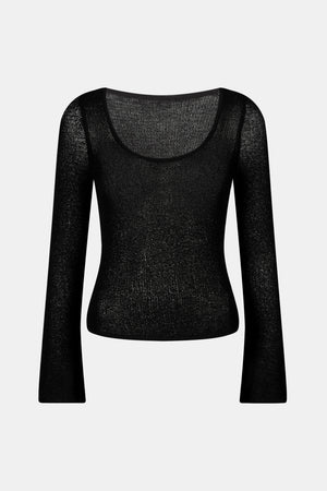 Multiway Long Sleeve Resort Knit Top - Shadow Black