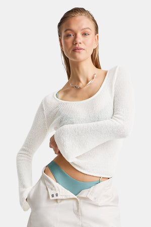 Multiway Long Sleeve Resort Knit Top - Coconut Milk