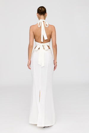 Algarve Linen Blend Multiway Halter Crop Top - Coconut Milk