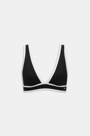 Contrast Plunge Bikini Top - Shadow Black And Coconut Milk