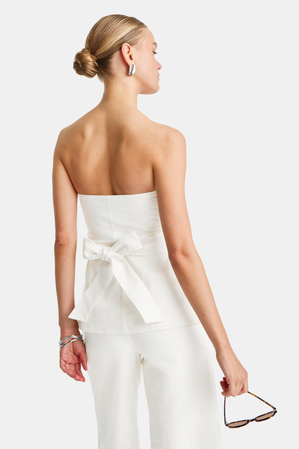 Heavyweight Linen Longline Strapless Top - Coconut Milk