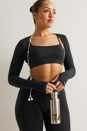 Sculpt Seamless Active Shrug - Black Marl