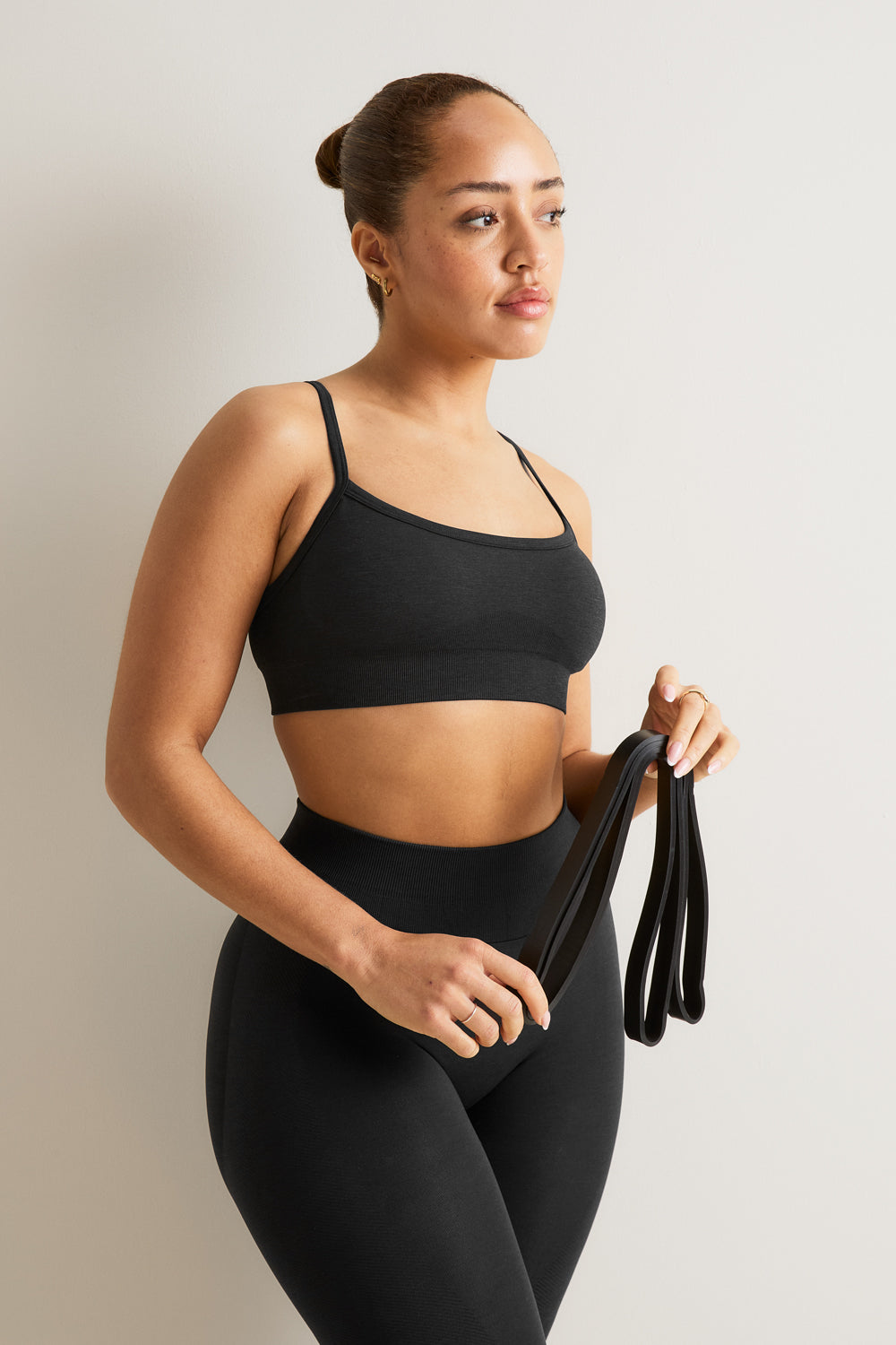 Sculpt Seamless Bandeau Sports Bra - Black Marl