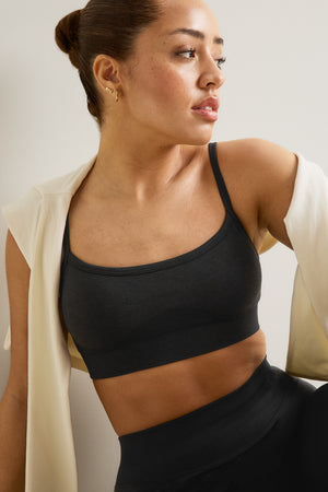 Sculpt Seamless Bandeau Sports Bra - Black Marl