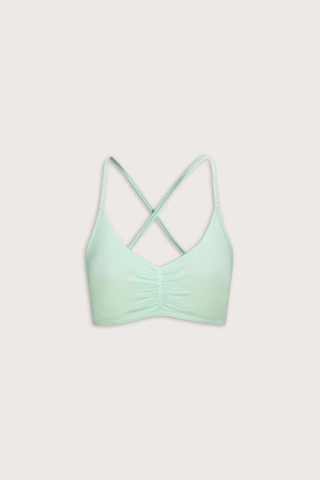 Sculpt Seamless Ruched Cross Back Sports Bra - Soft Mint