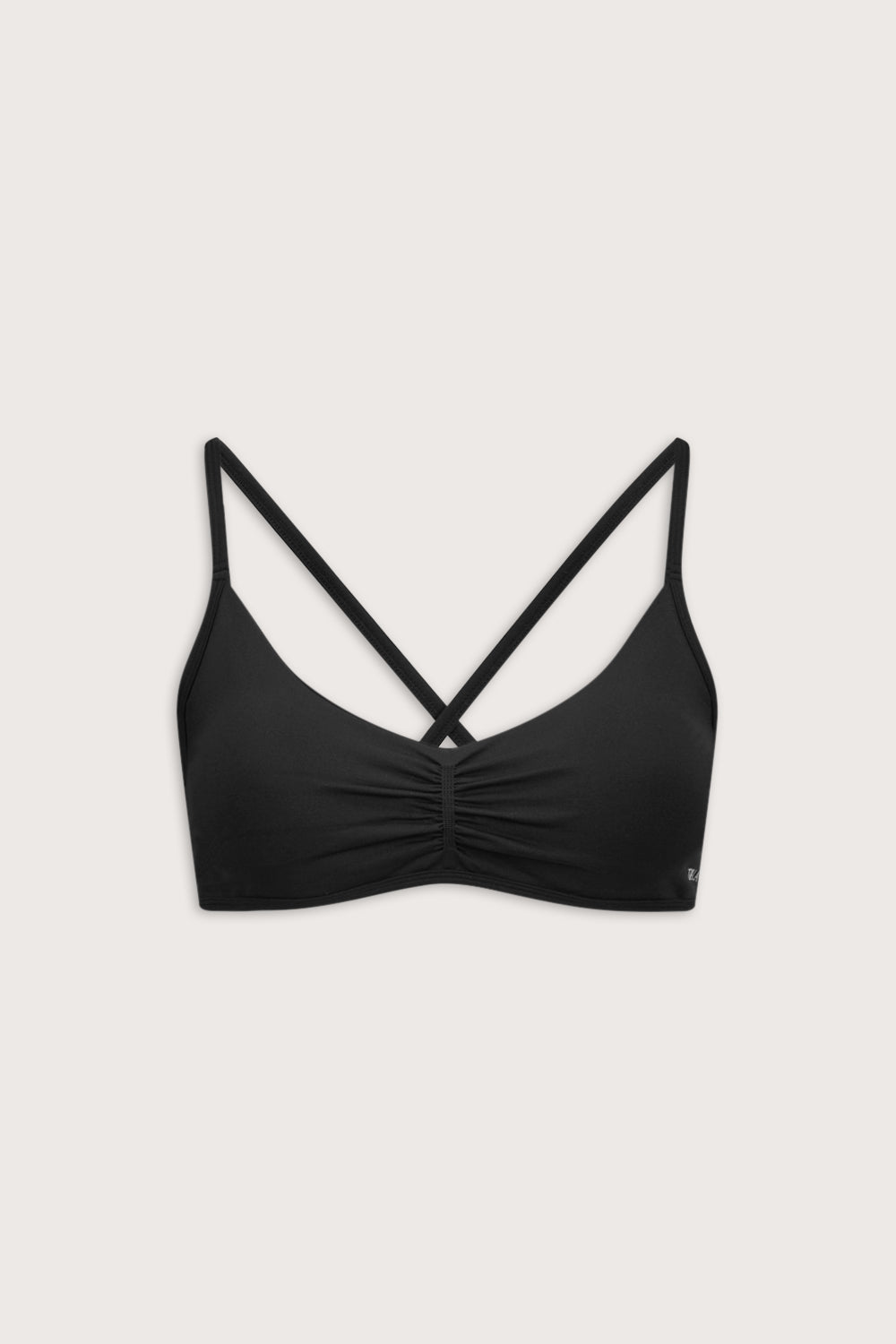 Sculpt Seamless Ruched Cross Back Sports Bra - Black Marl
