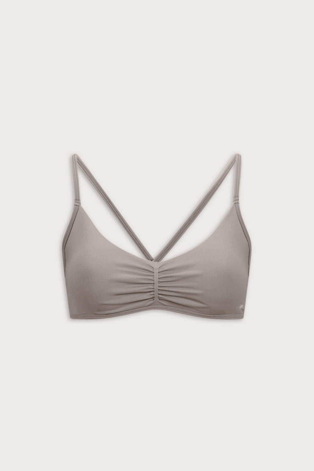 Sculpt Seamless Ruched Cross Back Sports Bra - Pebble