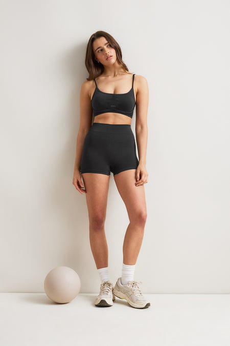 Seamless Rib Shorts - Vintage Black