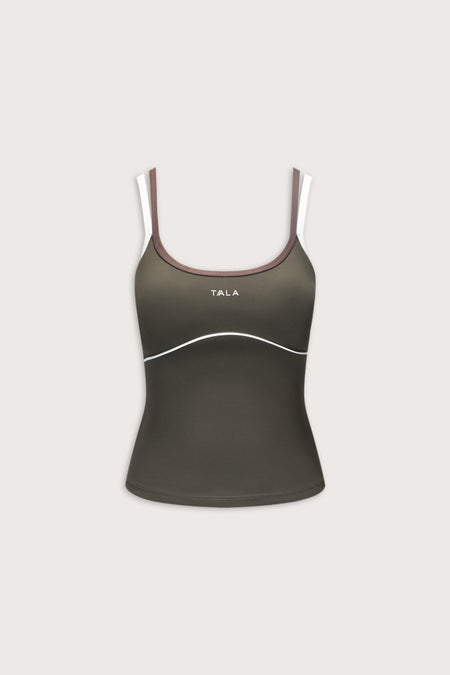 SkinLuxe Contrast Double Strap Tank - Dark Olive