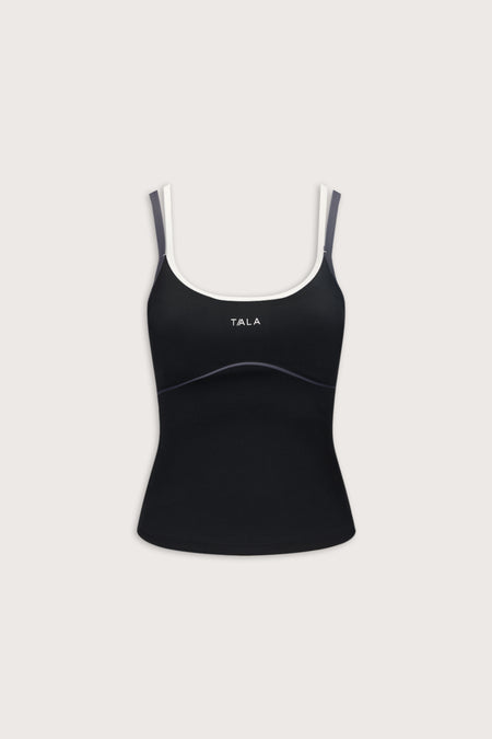 SkinLuxe Contrast Double Strap Tank - Black