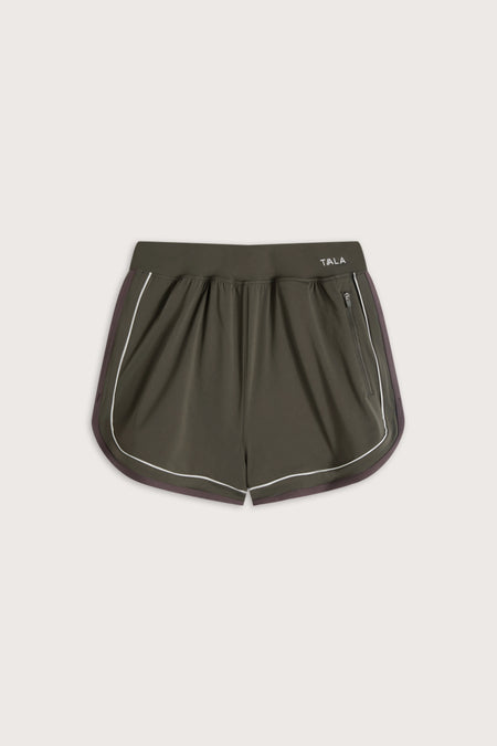 Skinluxe Contrast Retro Run Short - Dark Olive