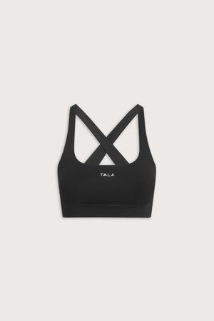 SkinLuxe Cross Back Sports Bra - Shadow Black