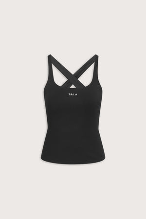 SkinLuxe Cross Back Vest - Shadow Black