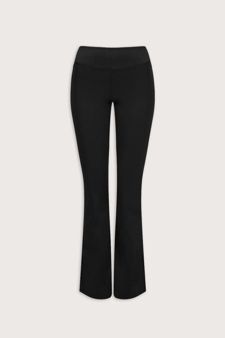 SkinLuxe Fleece High Waisted Flared Yoga Pant - Shadow Black