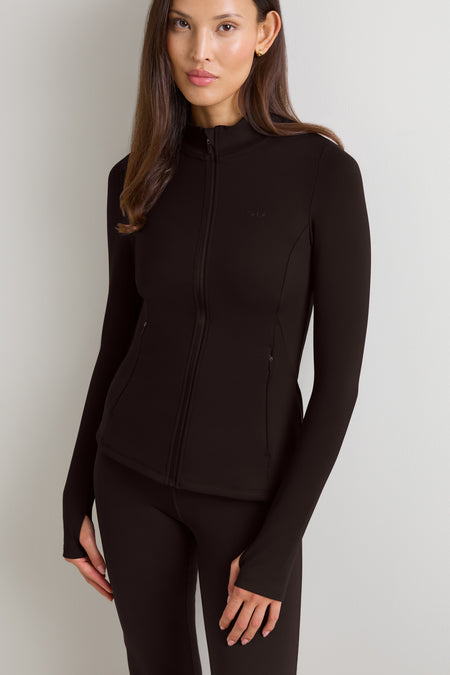 SkinLuxe Fleece Zip Through Jacket - Americano