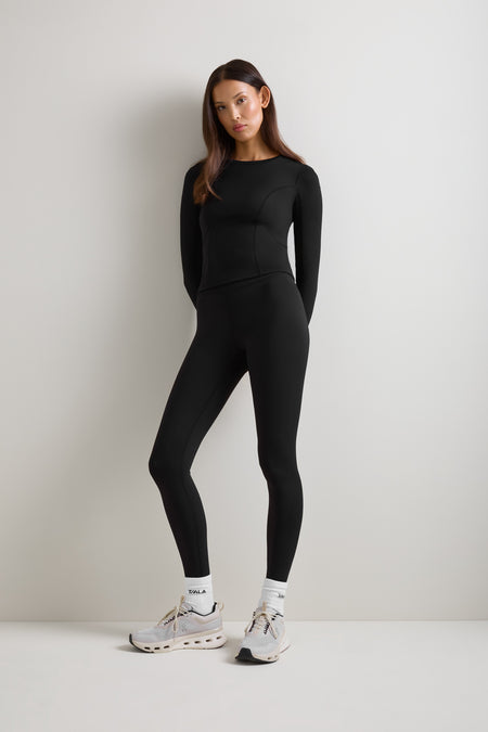 SkinLuxe Fleece High Waisted Legging - Shadow Black
