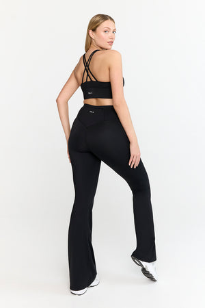 SkinLuxe High Waisted Flared Legging - Shadow Black