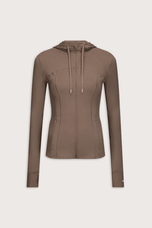 SkinLuxe Hooded Running Jacket - Cortado Brown
