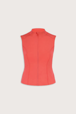 SkinLuxe Sleeveless Zip Through Running Top - Coral