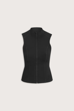 SkinLuxe Sleeveless Zip Through Running Top - Shadow Black