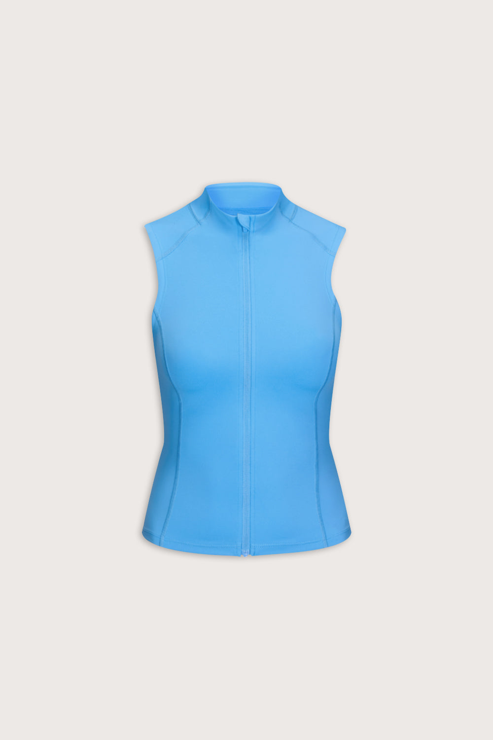 SkinLuxe Sleeveless Zip Through Running Top - Sky Blue