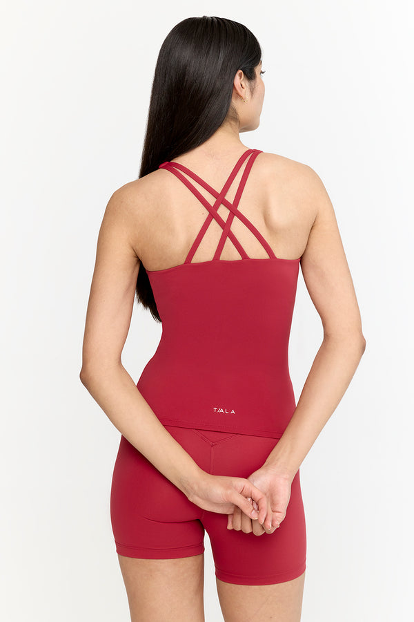 SKINLUXE BUILT-IN SUPPORT STRAPPY BACK FULL LENGTH LIFT VEST - RETRO RED