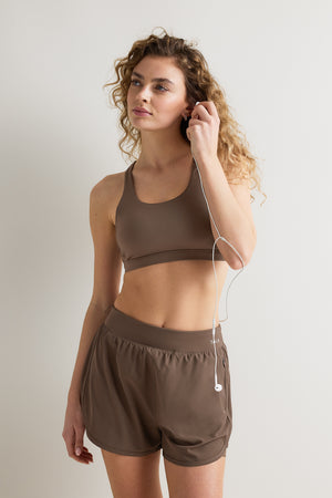 SkinLuxe Tank Sports Bra - Cortado Brown