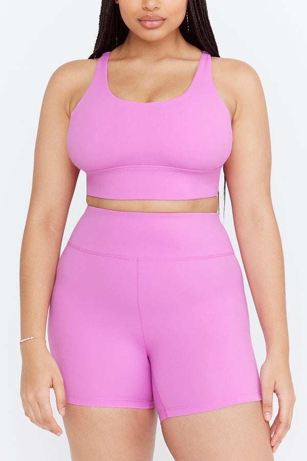 SKINLUXE HIGH WAISTED CYCLING SHORTS - BUBBLEGUM