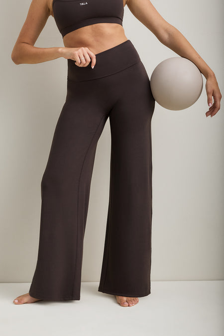 SoftSet Fold Waist Wide Leg Trouser - Americano