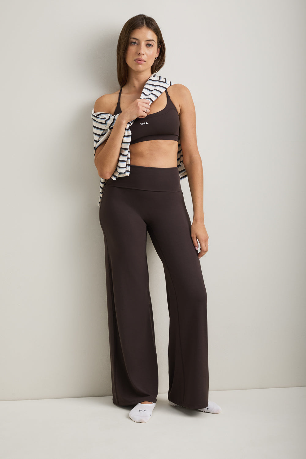 SoftSet Fold Waist Wide Leg Trouser - Americano