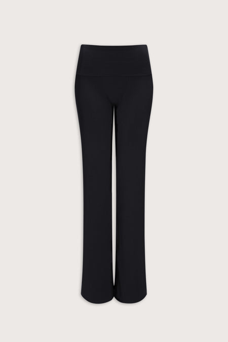 SoftSet Fold Waist Wide Leg Trouser - Black