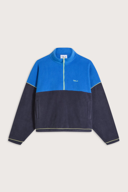 1/4 Zip Fleece Jacket - Steel Grey / Cobalt Blue
