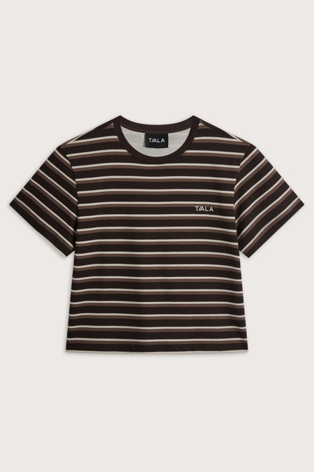 Boxy Baby Tee - Brown Stripe